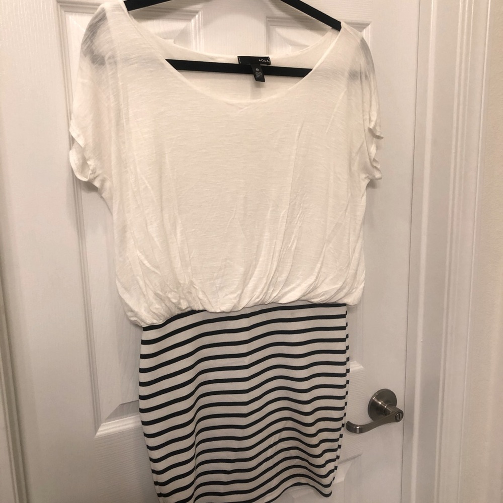 Aqua striped bottom blousy top dress